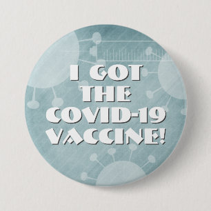 I Got the Covid-19 Vaccine Teal Striped Grunge 7.5 Cm Round Badge