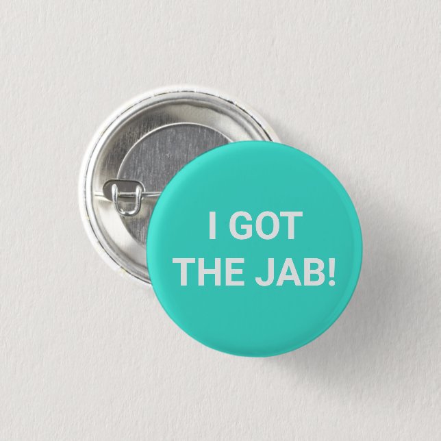 I got the Jab turquoise Vaccinated pin button (Front & Back)