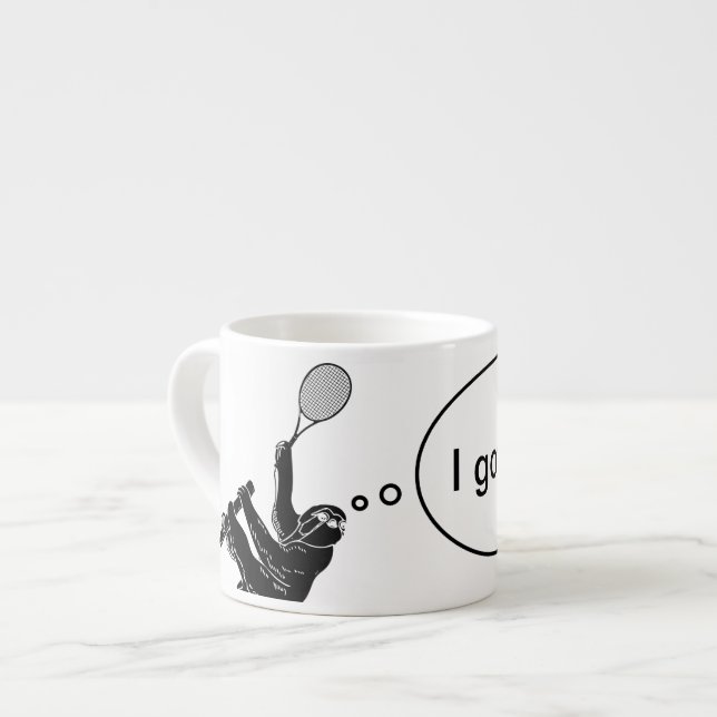 I Got This! Black and White Sloth Tennis Player Espresso Cup (Front Left)