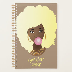 I Got This! Black Woman, Popping Bubblegum Beige Planner
