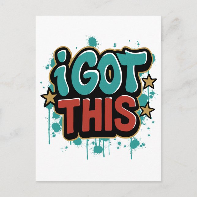 I GOT THIS Graffiti Style Motivational Typography  Postcard (Front)