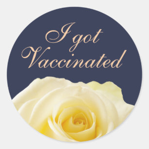 I got Vaccinated Yellow Rose Floral Wedding  Classic Round Sticker