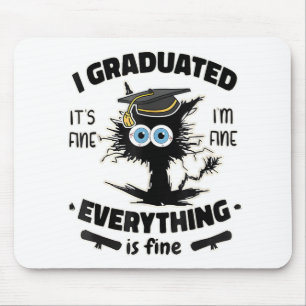 I Graduate Class Funny Black Cat Graduation Mouse Mat