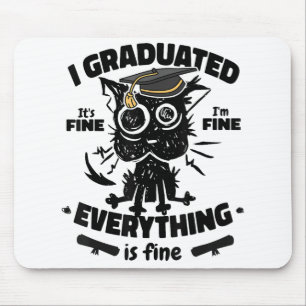 I Graduate Class Funny Black Cat Graduation Mouse Mat