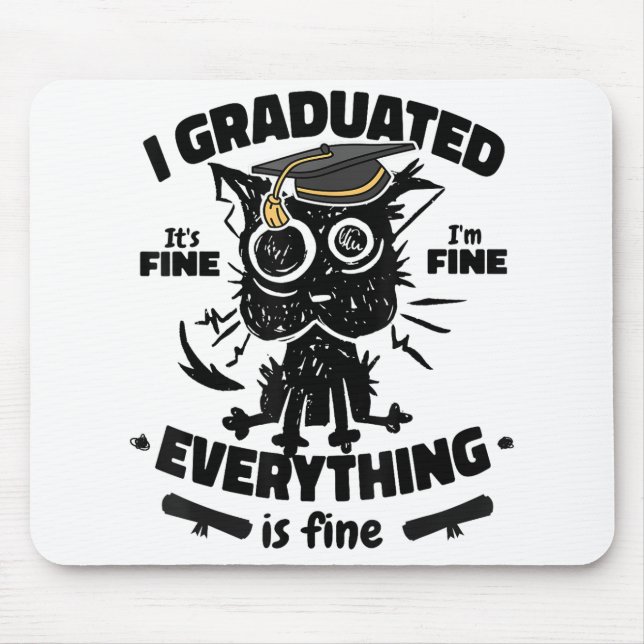 I Graduate Class Funny Black Cat Graduation  Mouse Mat (Front)