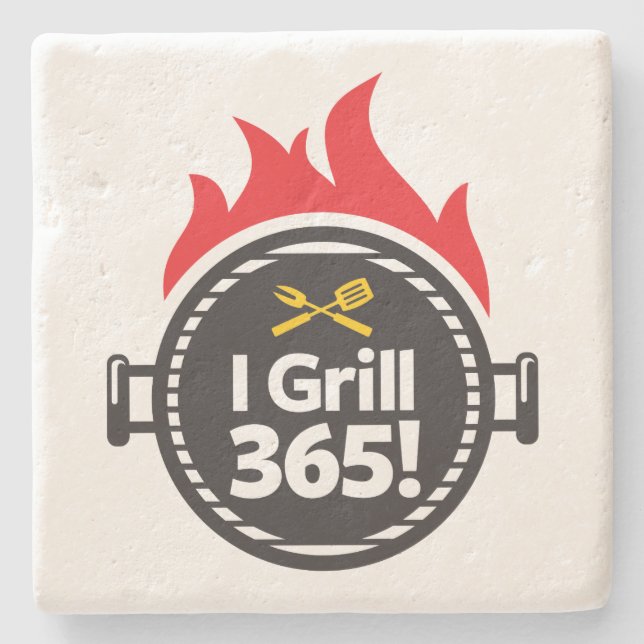 I Grill 365! Stone Coaster (Front)