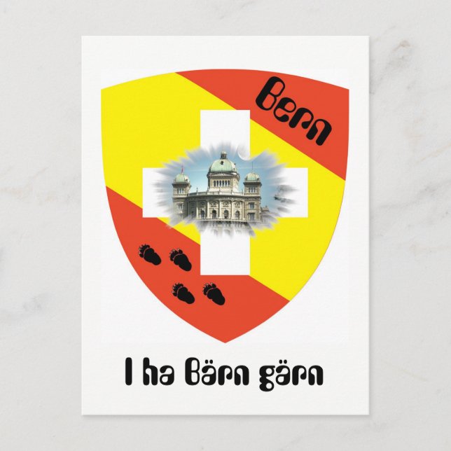 I ha Bärn gärn postcard with federal house (Front)