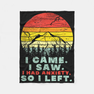 I Had Anxiety, Vintage Sunset Hiking Funny Mental Fleece Blanket