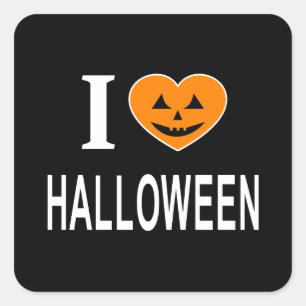 I ❤️ HALLOWEEN I LOVE HALLOWEEN I HEART HALLOWEEN SQUARE STICKER