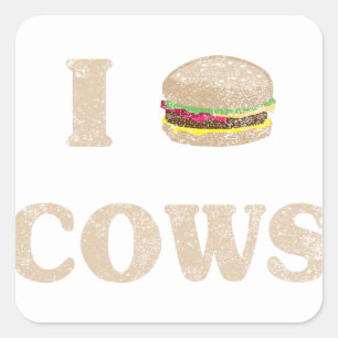 I Hamburger Cows Square Sticker