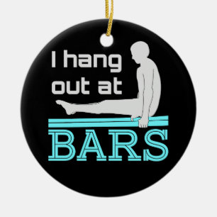 I Hang Out at Bars Mens Gymnastics Boy Gymnast Ceramic Tree Decoration