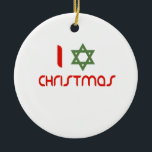 I Hanukkah Christmas green Ceramic Tree Decoration<br><div class="desc">Ornament</div>