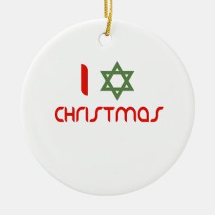 I Hanukkah Christmas green Ceramic Tree Decoration