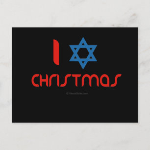 I Hanukkah Christmas Holiday Postcard