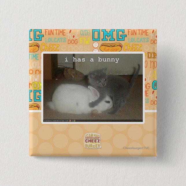 I has a bunny 15 cm square badge (Front)
