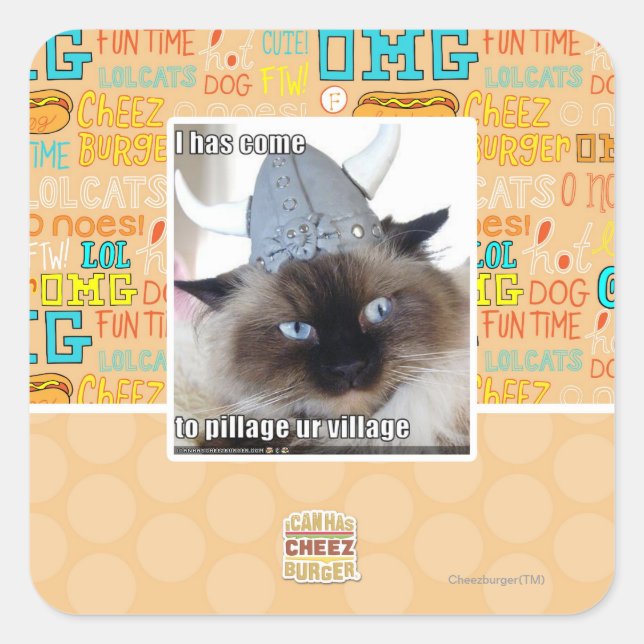 I has come to pillage ur village square sticker (Front)