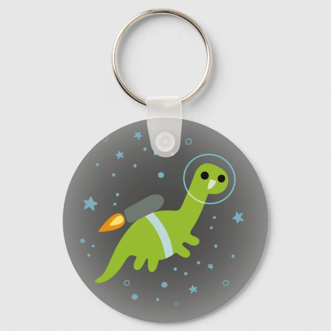 “I Has Jetpack!” Flying Brontosaurus with Jetpack Key Ring (Front)