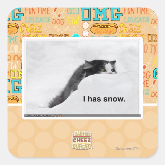 I has snow. square sticker (Front)