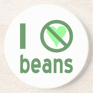 I Hate Beans Green Text Coaster