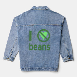 I Hate Beans Green Text Denim Jacket