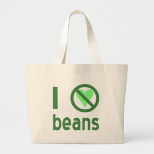 I Hate Beans Green Text Large Tote Bag