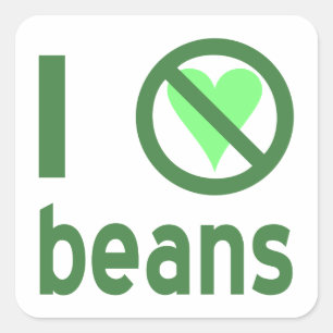 I Hate Beans Green Text Square Sticker