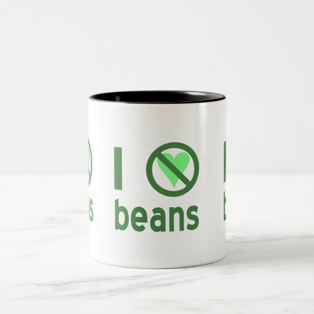 I Hate Beans Green Text Two-Tone Coffee Mug (Center)