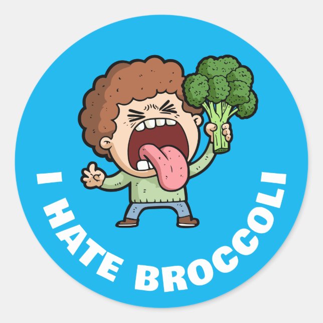 I Hate Broccoli Classic Round Sticker (Front)