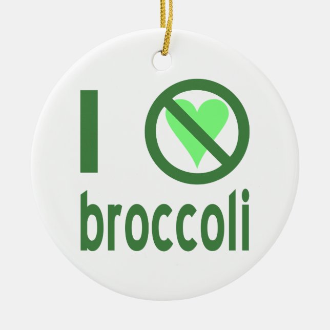 I Hate Broccoli Green Text Ceramic Tree Decoration (Front)