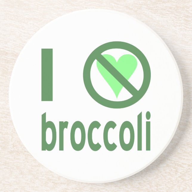 I Hate Broccoli Green Text Coaster (Front)