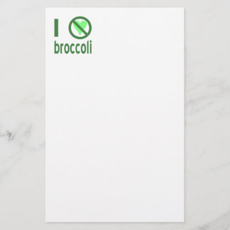 I Hate Broccoli Green Text Stationery