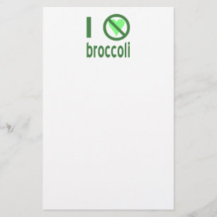 I Hate Broccoli Green Text Stationery