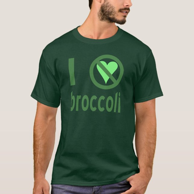 I Hate Broccoli Green Text T-Shirt (Front)
