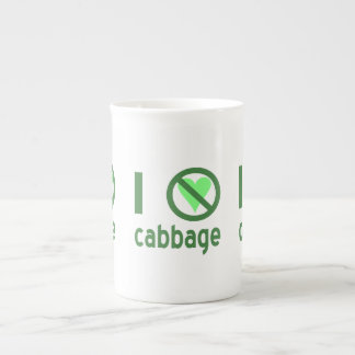I Hate Cabbage Green Text Bone China Mug