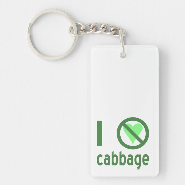 I Hate Cabbage Green Text Key Ring (Front)
