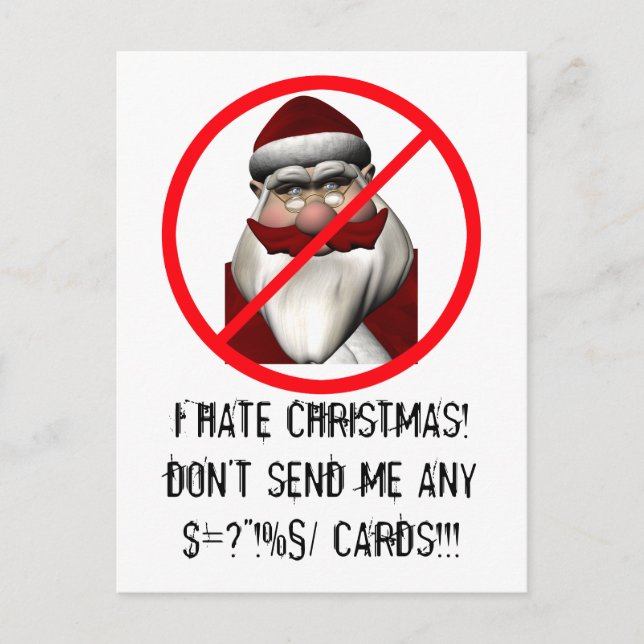 I Hate Christmas Holiday Postcard (Front)