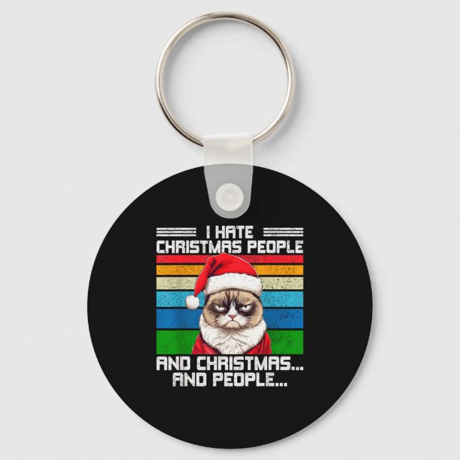 I Hate Christmas Holidays Haters Black Uni-adults  Key Ring (Front)