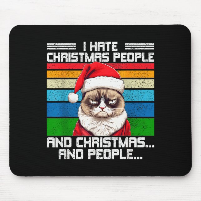 I Hate Christmas Holidays Haters Black Uni-adults  Mouse Mat (Front)
