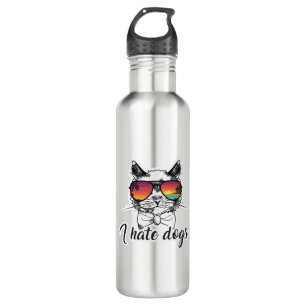 I Hate Dogs Funny Gifts for Cat Friend   710 Ml Water Bottle