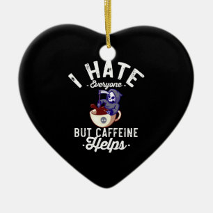 I Hate Everyone But Caffeine Helps Skull Halloween Ceramic Tree Decoration