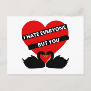 I Hate Everyone But You Black Holiday Postcard