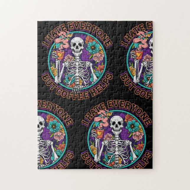 I Hate Everyone Coffee Helps Coffee Lover Gifts  Jigsaw Puzzle (Vertical)