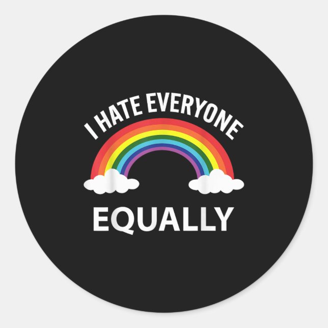 I Hate Everyone Equally Lgbtq Pride Month Flag Rai Classic Round Sticker (Front)