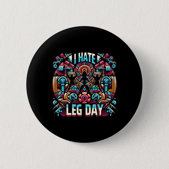 I Hate Leg Day _-  6 Cm Round Badge (Front)
