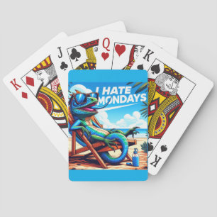I hate mondays blue lizzard playing cards