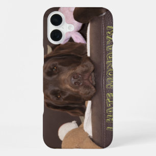I Hate Mondays Drowsy Chocolate Lab With Toys iPhone 16 Plus Case