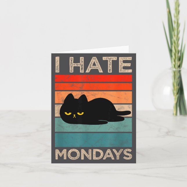I Hate Mondays Retro Cat – Funny Lazy Cat  Card (Front)