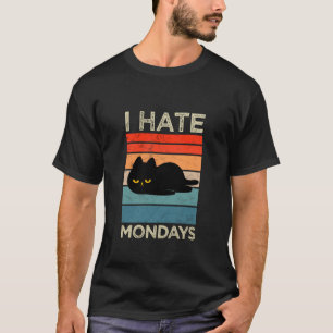 I Hate Mondays Retro Cat Funny Lazy Cat T-Shirt