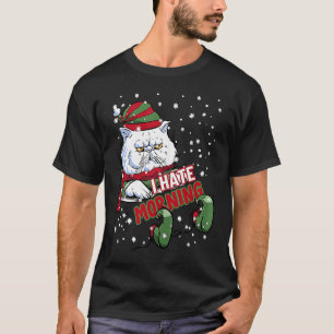 I Hate Morning Cat Kitten Angry Elf Cat Grumpy Kit T-Shirt
