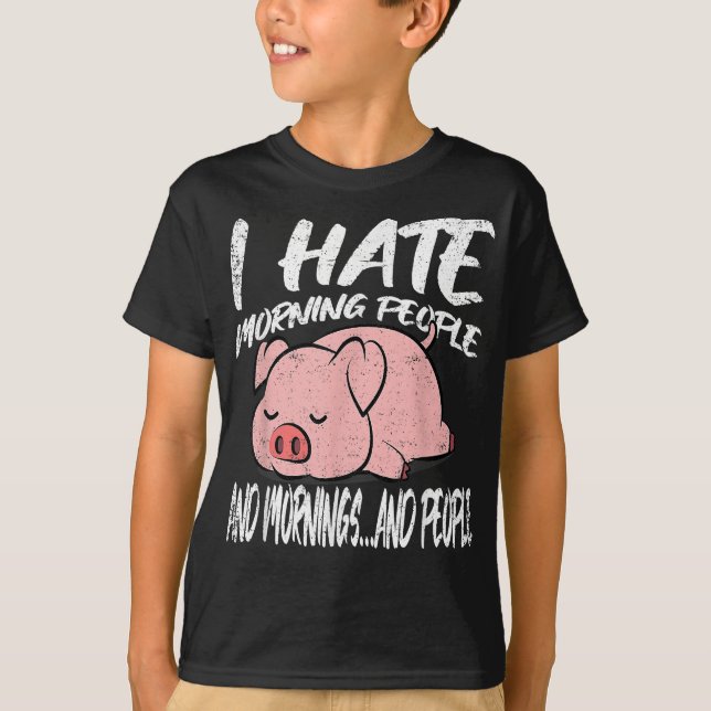 I Hate Morning People | Lazy Animal T-Shirt (Front)